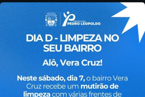 Mutirão de limpeza será realizado neste sábado no bairro Vera Cruz