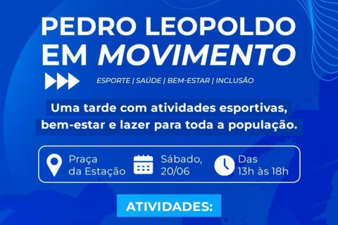 Praça da Estação recebe evento de esporte, saúde e lazer neste sábado em Pedro Leopoldo