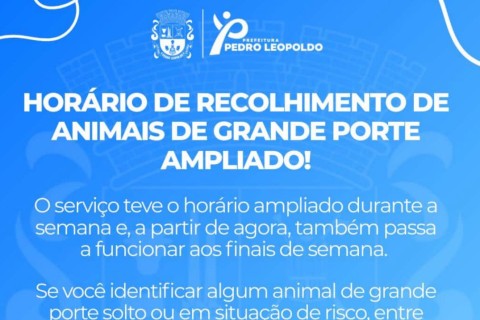 Horário de recolhimento de animais de grande porte ampliado em Pedro Leopoldo
