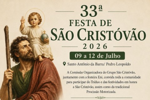 Festa de São Cristóvão começa nesta quinta-feira(9) em Pedro Leopoldo