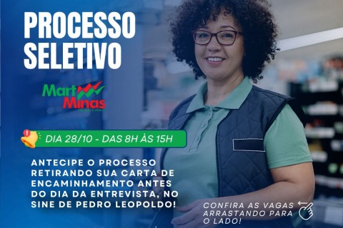 Rede varejista oferece diversas oportunidades de emprego em parceria com o SINE local; seleção acontece na próxima terça-feira (28)