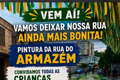 Rua São São Sebastião recebe pintura da copa e troca de figurinhas nesta quarta-feira (10)