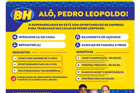 SINE de Pedro Leopoldo anuncia processo seletivo do Supermercado BH