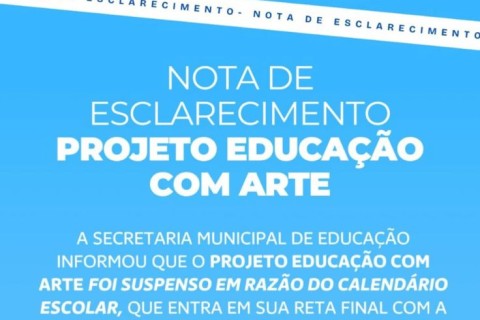 Projeto “Educação com Arte” é suspenso temporariamente em Pedro Leopoldo