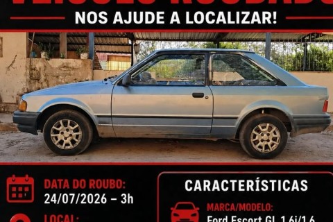 Ford Escort é furtado durante a madrugada no bairro Andyara, em Pedro Leopoldo
